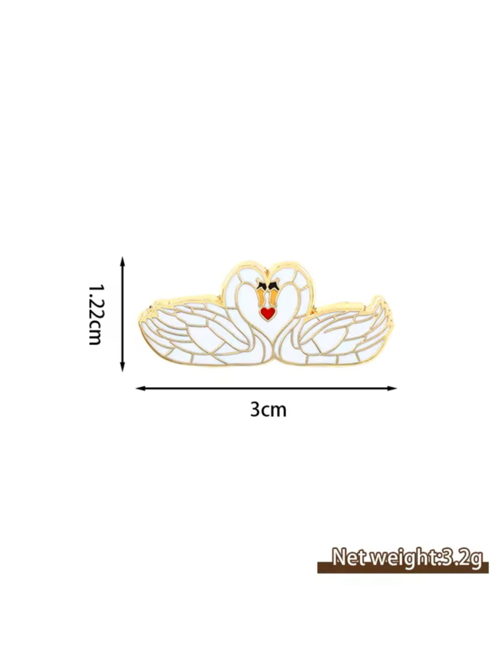 Beautiful Swan Couple Heart Enamel Pin - Picture 3 of 3